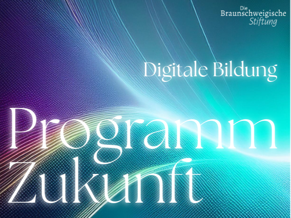 Die Wörter "Programm Zukunft" auf einem futuristischen Hintergrund